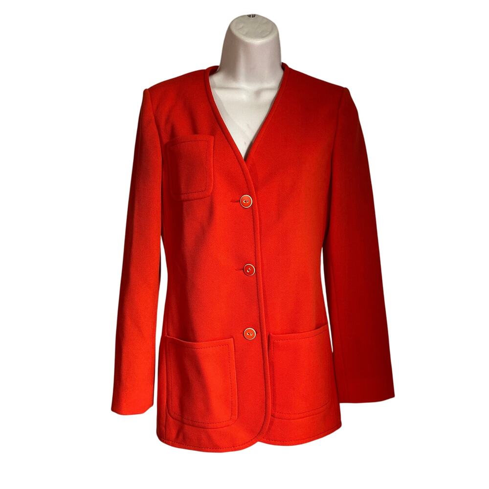 Vtg 80’/90’s Vibrant Orange Mod Style Blazer "Bleyle for Hooper" Womens 8